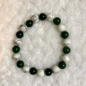 Jade and Howlite Handmade Crystal Gem Bead Bracelet